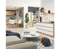 Mobile Ingresso Comò Cassettiera Moderna Credenza 6 Cassetti 160 x 77 x 40 - Colore: Larice/Bianco