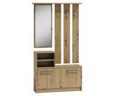 Vittoria - Mobile da ingresso moderno con 6 ganci + specchio + scarpiera 180x85x24 - Guardaroba
