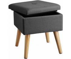 Sgabello Elva - Pouf imbottito effetto lino, sgabello, mobile - grigio scuro