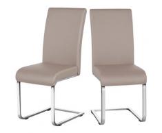 Set 2 Sedie da Pranzo Moderne Cucina Ufficio in Ecopelle e Acciaio Cromato Marrone Chiaro - Marrone