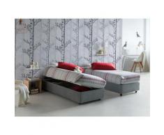 Letto contenitore Singolo Silvia Sommier, Made in Italy, Letto con rivestimento in tessuto,