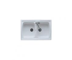 Lavello Genius incasso a due vasche cm. 86x50 in ceramica bianco - Bianco - Ceramica Galassia