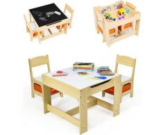 Dreamade - RELAX4LIFE 3 in 1Set Tavolo e Sedie per Bambini, Set di mobili per bambini con Lavagna