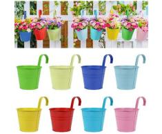 Vasi da fiori, vasi da giardino, secchi appesi, vasi da fiori in metallo, decorazioni per la casa