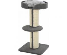 Pawhut - Tiragraffi ad Albero per Gatti con Cuccia Cuscino Rivestimento Grigio e Pali in Corda Sisal