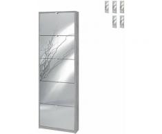 Scarpiera 5 ante con specchio design moderno 12 paia di scarpe Darcy Grigio