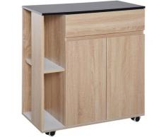 Mobiletto da Cucina con Cassetti e Ruote in Legno Rovere nero 78x39.5x88.5 cm
