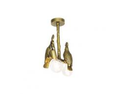 Qazqa - Lampada da soffitto papegoje - rustico - Alluminio - Oro/Ottone - Oblungo Max. 1 x Watt