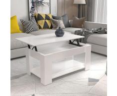 Tavolino con piano rialzabile e piccola alzata, 50 x 100 x 42, Bianco