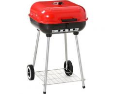 Outsunny - Barbecue a Carbonella BBQ Grill con Coperchio e Ruote 45 × 47.5 × 70cm