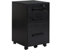 Cassettiera Portadocumenti da Ufficio con 3 Cassetti 5 Ruote Nero 39.2x40x65.4cm - Homcom
