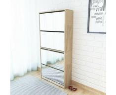 Scarpiera a 4 Strati a Specchio Rovere 63x17x134 cm