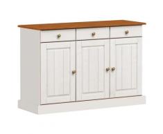Credenza moderna 3 ante e 3 cassetti 128x85 cm in legno bianco/noce