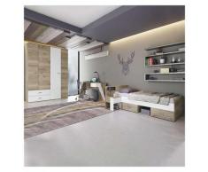 Garnero Arredamenti - Cameretta FRANCESCO Gihome ® rovere bianco scrivania letto armadio comodino