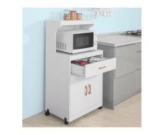 Sobuy - Mobile microonde Credenza cucina con route, bianco, FSB12-W