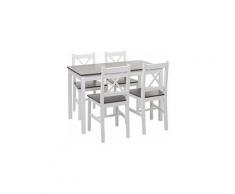 Nova - Set Tavolo con 4 sedie Country stile Classico in Legno massello varo colori colore : Bianco