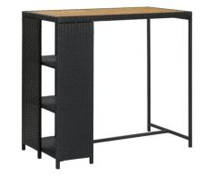 vidaXL Tavolo da Bar con Ripiani Nero 120x60x110 cm in Polyrattan