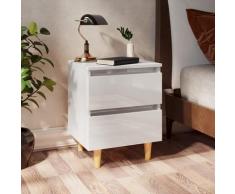 vidaXL Comodino con Gambe in Pino Massello Bianco Laccato 40x35x50 cm