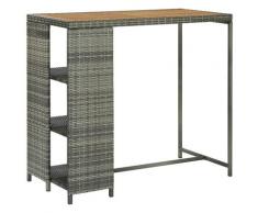 vidaXL Tavolo da Bar con Ripiani Grigio 120x60x110 cm in Polyrattan