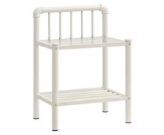 vidaXL Comodino Bianco e Trasparente 45x34,5x62,5 cm Metallo e Vetro