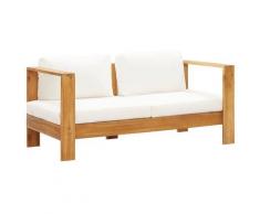 vidaXL Sedia da Giardino con Cuscino 140 cm Bianco Crema Legno Acacia