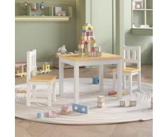 vidaXL Set Tavolo e Sedie per Bambini 3 Pezzi Bianco e Beige in MDF