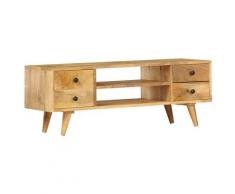 vidaXL Mobile Porta TV 110x35x40 cm in Legno Massello di Mango
