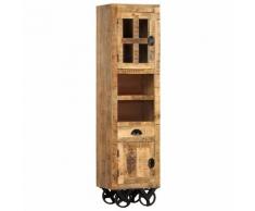 vidaXL Credenza con Ruote 38x30x143 cm Legno Massello di Mango Grezzo