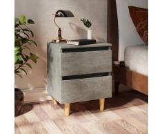 vidaXL Comodino Gambe in Massello di Pino Grigio Cemento 40x35x50 cm