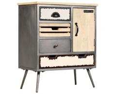 vidaXL Credenza in Legno Massello di Mango e Acciaio 65x33x76cm