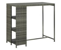 vidaXL Tavolo da Bar con Ripiani Grigio 120x60x110 cm in Polyrattan
