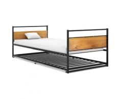 vidaXL Telaio Giroletto con Letto Estraibile Nero in Metallo 90x200 cm