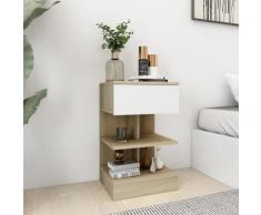 vidaXL Comodino Bianco e Rovere Sonoma 40x35x65 cm in Truciolato