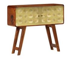 vidaXL Credenza in Massello di Sheesham con Stampa Dorata 90x30x77 cm