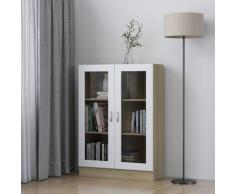 vidaXL Armadietto con Vetrina Bianco Rovere 82,5x30,5x115cm Truciolato
