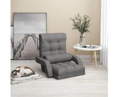 vidaXL Sedia da Terra Pieghevole Funzione Letto Tessuto Grigio Chiaro