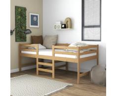vidaXL Letto Rialzato con Materasso 90x200 cm Marrone Massello di Pino