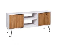 vidaXL Mobile TV New York Range Bianco e Legno Chiaro Massello di Pino