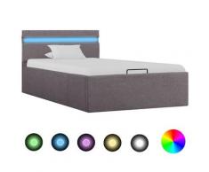 vidaXL Letto Idraulico Contenitore LED Grigio Talpa Tessuto 90x200cm