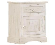 vidaXL Comodino Bianco 40x30x50 cm in Legno Massello di Mango