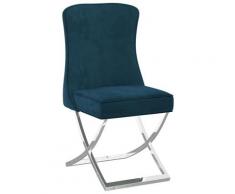vidaXL Sedia da Pranzo Blu 53x52x98 cm in Velluto e Acciaio Inox