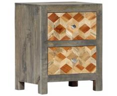vidaXL Comodino Grigio 40x30x50 cm in Legno Massello di Mango