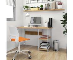 vidaXL Scrivania Computer Bianca Rovere Chiaro 105x55x72cm MDF Metallo