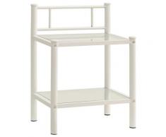 vidaXL Comodino Bianco e Trasparente 45x34,5x60,5 cm Metallo e Vetro