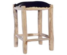 vidaXL Sgabello da Bar in Vera Pelle di Capra e Legno Massello di Teak