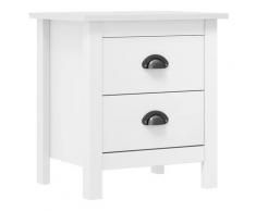 vidaXL Comodino Hill Range Bianco 46x35x49,5 cm Legno Massello di Pino