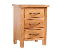 vidaXL Comodino con 3 Cassetti 40x30x54 cm in Legno Massello di Rovere