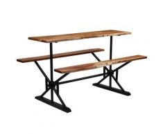 vidaXL Tavolo da Bar con Panche in Massello di Acacia 180x50x107 cm