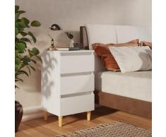 vidaXL Comodino con Gambe in Legno Massello Bianco 40x35x69 cm