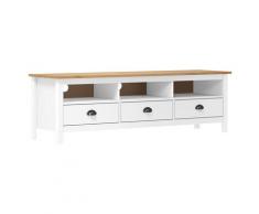 vidaXL Mobile TV Hill Range Bianco 158x40x47 cm Legno Massello di Pino
